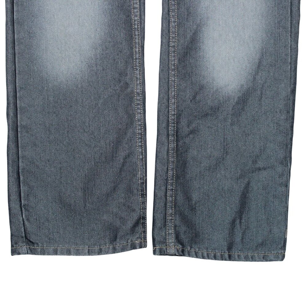 Hype Mens Sz 32 X 32 Medium Wash Denim Blue Jeans Straight Leg Decorated Pockets - Picture 14 of 15
